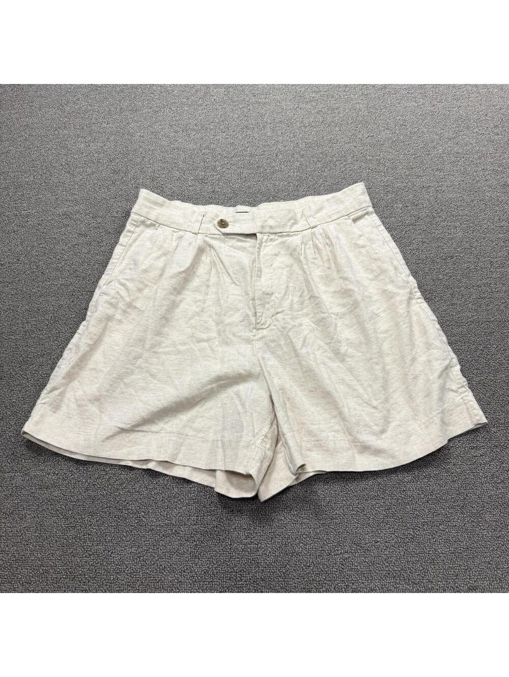 Banana Republic Womens 10 Linen/Cotton Shorts Casual Pleated High Rise Classic